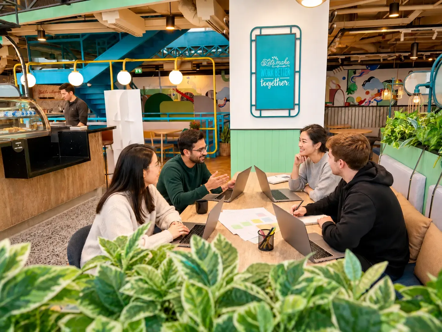 Open workspace with city view